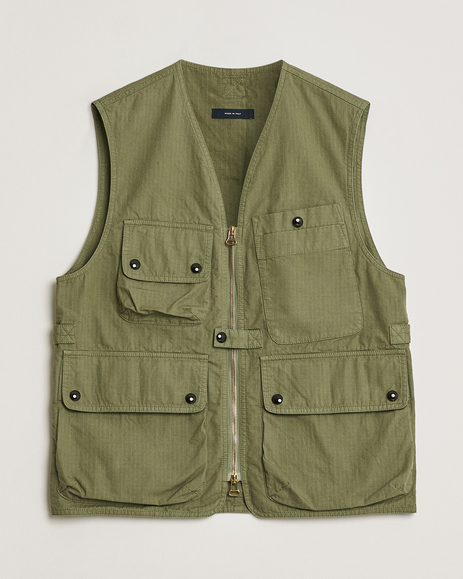 Uomini | Giacche Pre-owned | Pre-owned | Drake's Ripstop Utility Cotton Vest Green UK36 - EU46