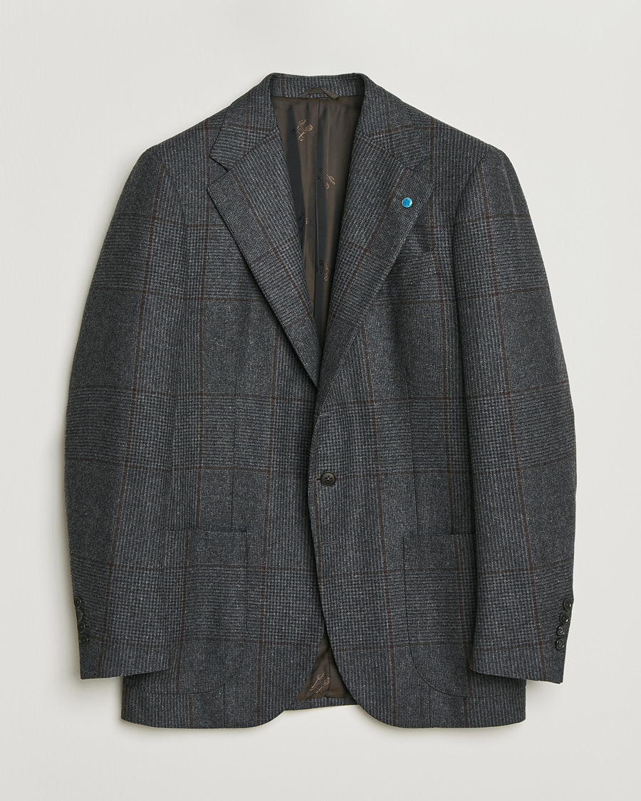 Uomini | Giacca da abito Pre-owned | Pre-owned | Eidos Napoli Wool Checked Blazer Dark Grey 50