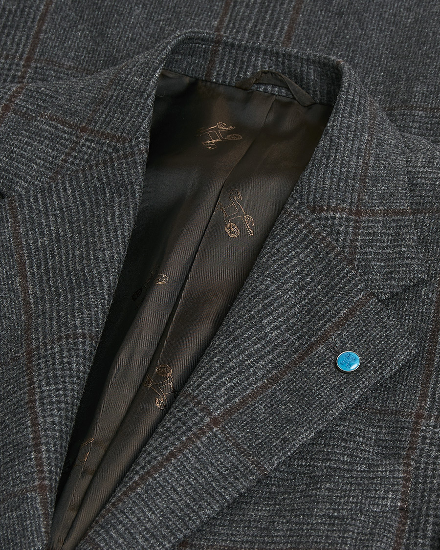 Uomini | Giacca da abito Pre-owned | Pre-owned | Eidos Napoli Wool Checked Blazer Dark Grey 50