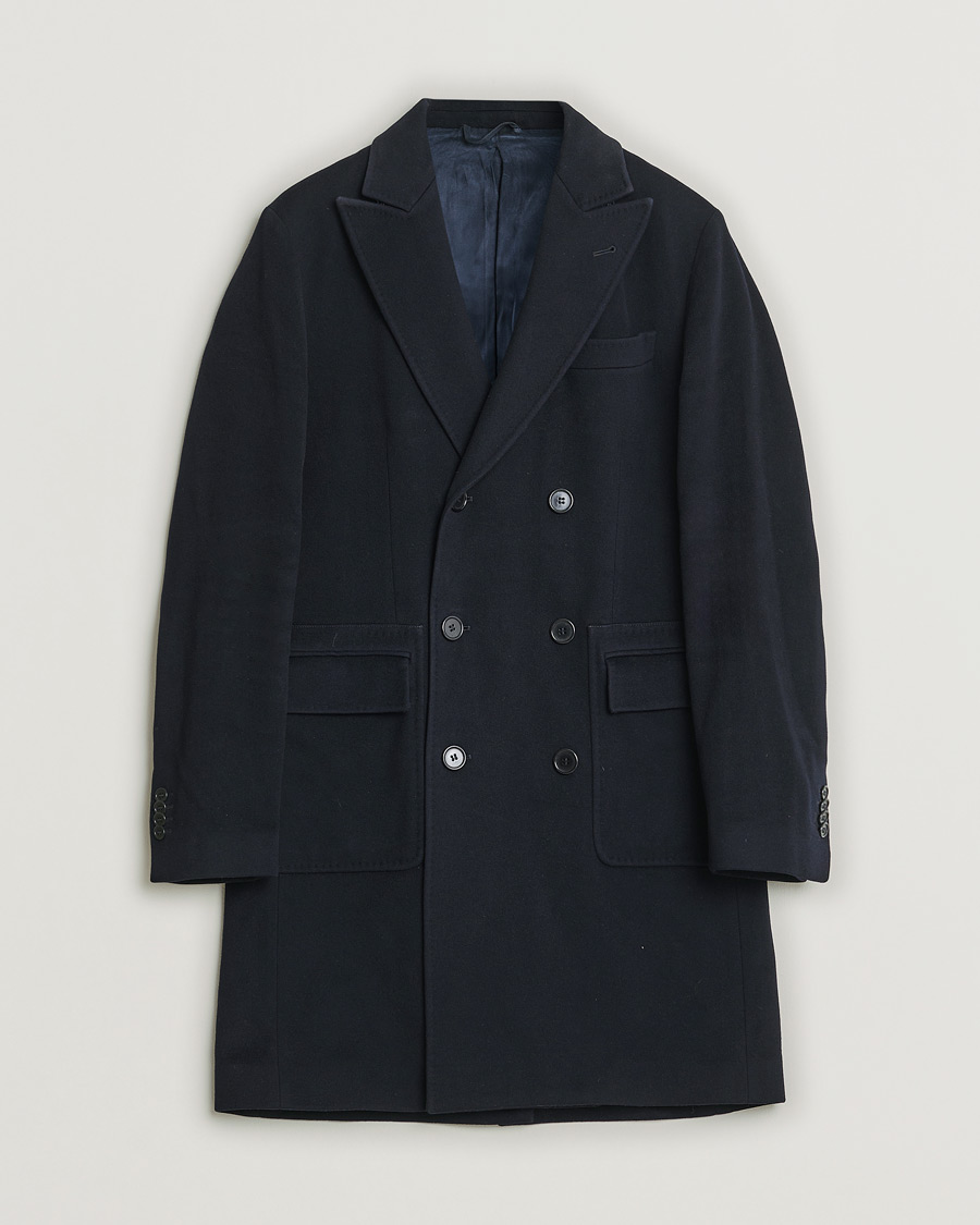 Uomini | Aspesi Double Breasted Wool Coat Navy M | Pre-owned | Aspesi Double Breasted Wool Coat Navy M