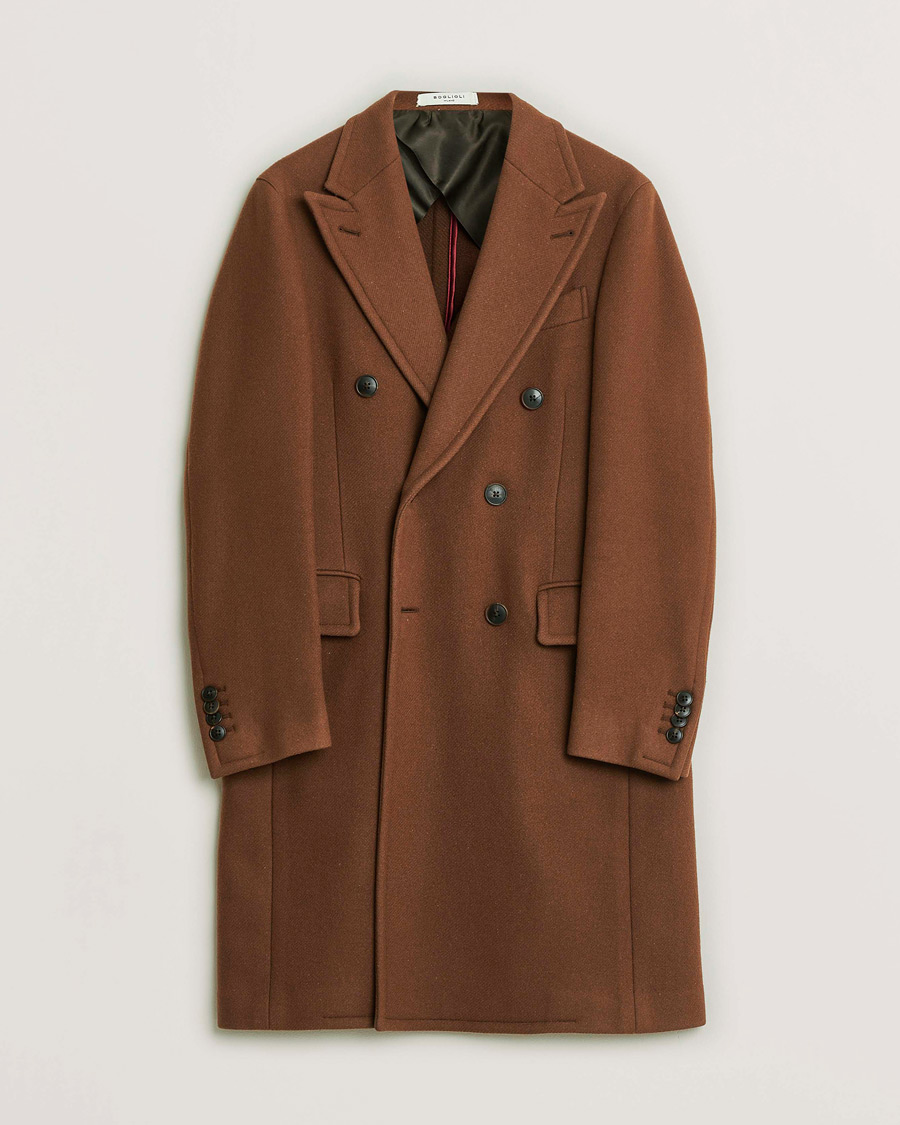 Uomini | Boglioli Double Breasted Wool Coat Rust Brown 46 | Pre-owned | Boglioli Double Breasted Wool Coat Rust Brown 46