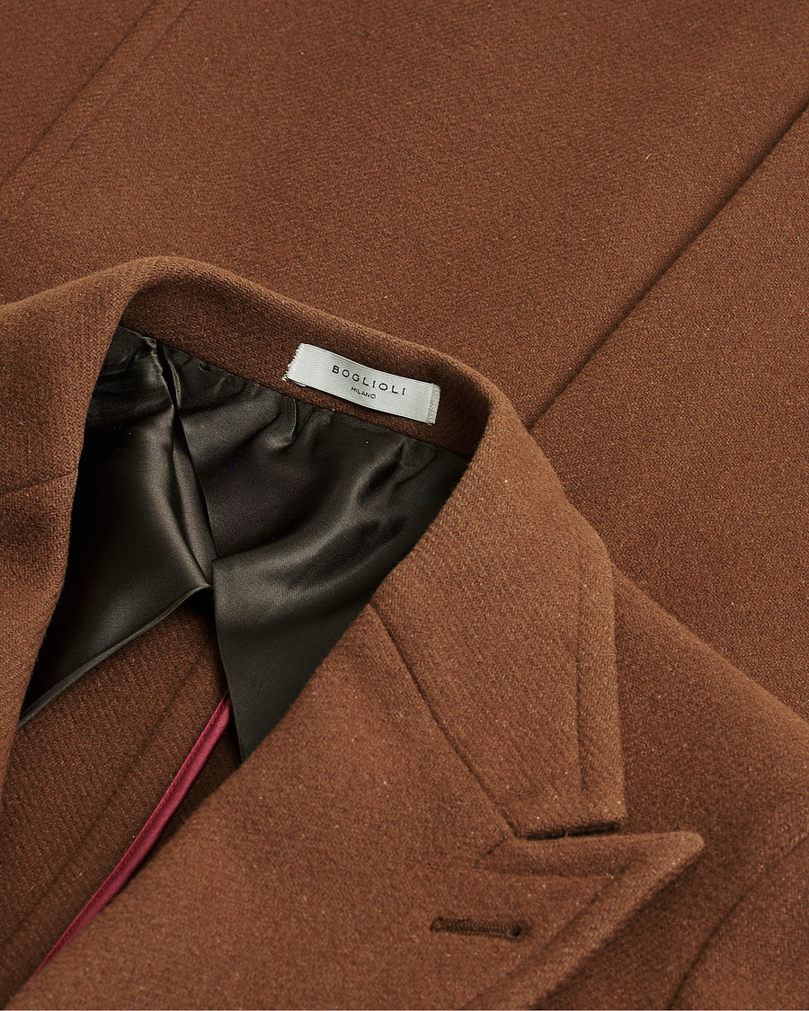 Uomini | Boglioli Double Breasted Wool Coat Rust Brown 46 | Pre-owned | Boglioli Double Breasted Wool Coat Rust Brown 46