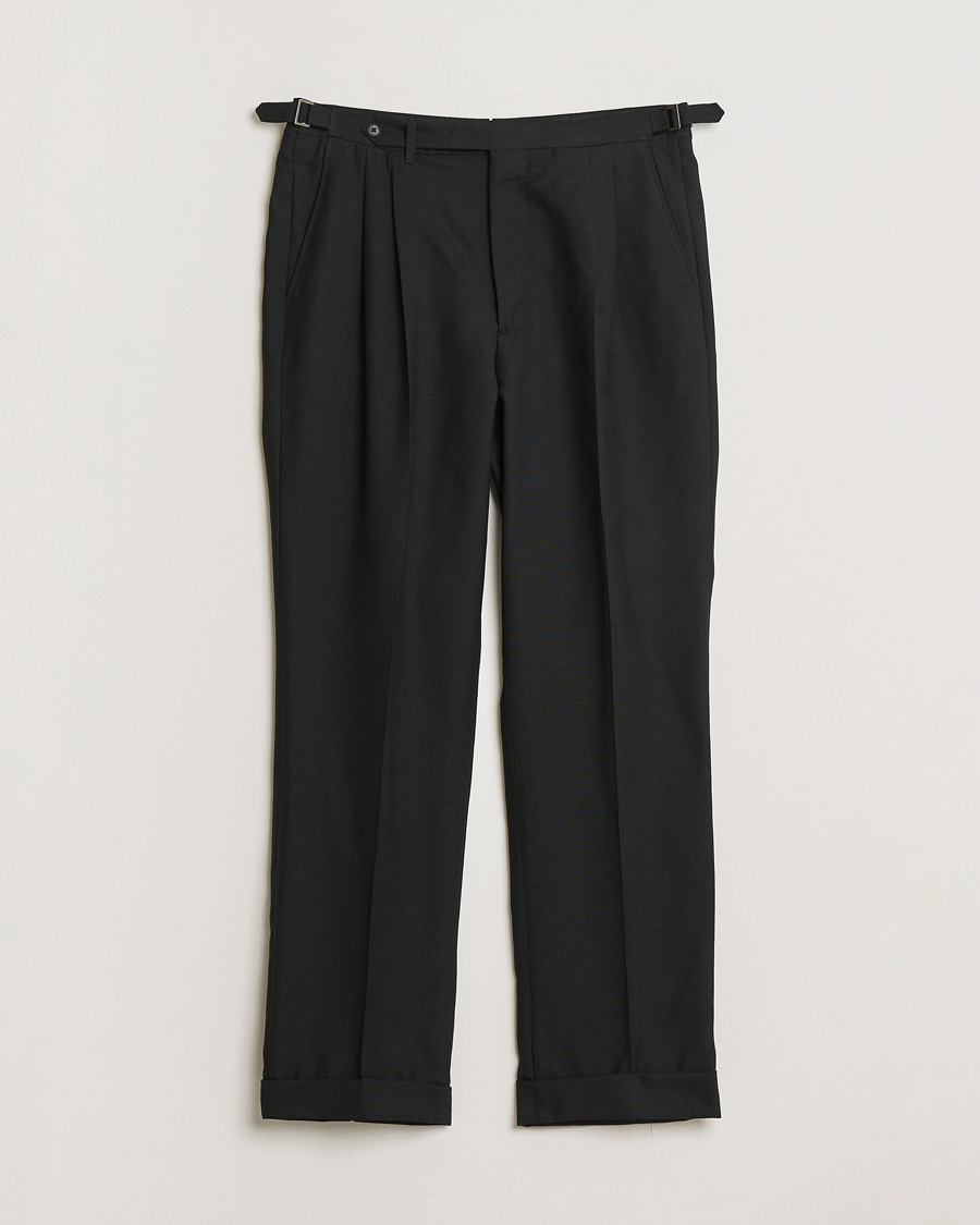 Uomini | Pantaloni Pre-owned | Pre-owned | Berg&Berg High Waisted Double Pleated Wool Trousers Black 52