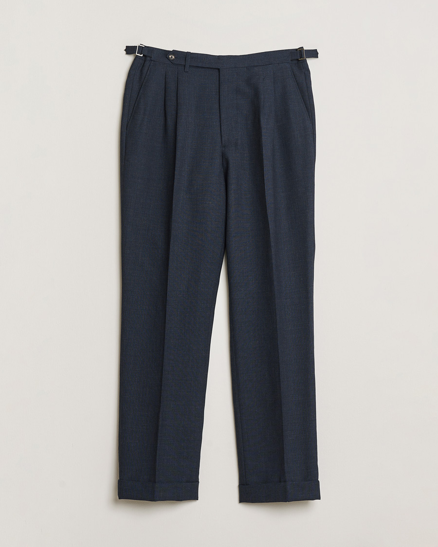 Uomini | Pantaloni Pre-owned | Pre-owned | Berg&Berg High Waisted Double Pleated Wool Trousers Blue 52