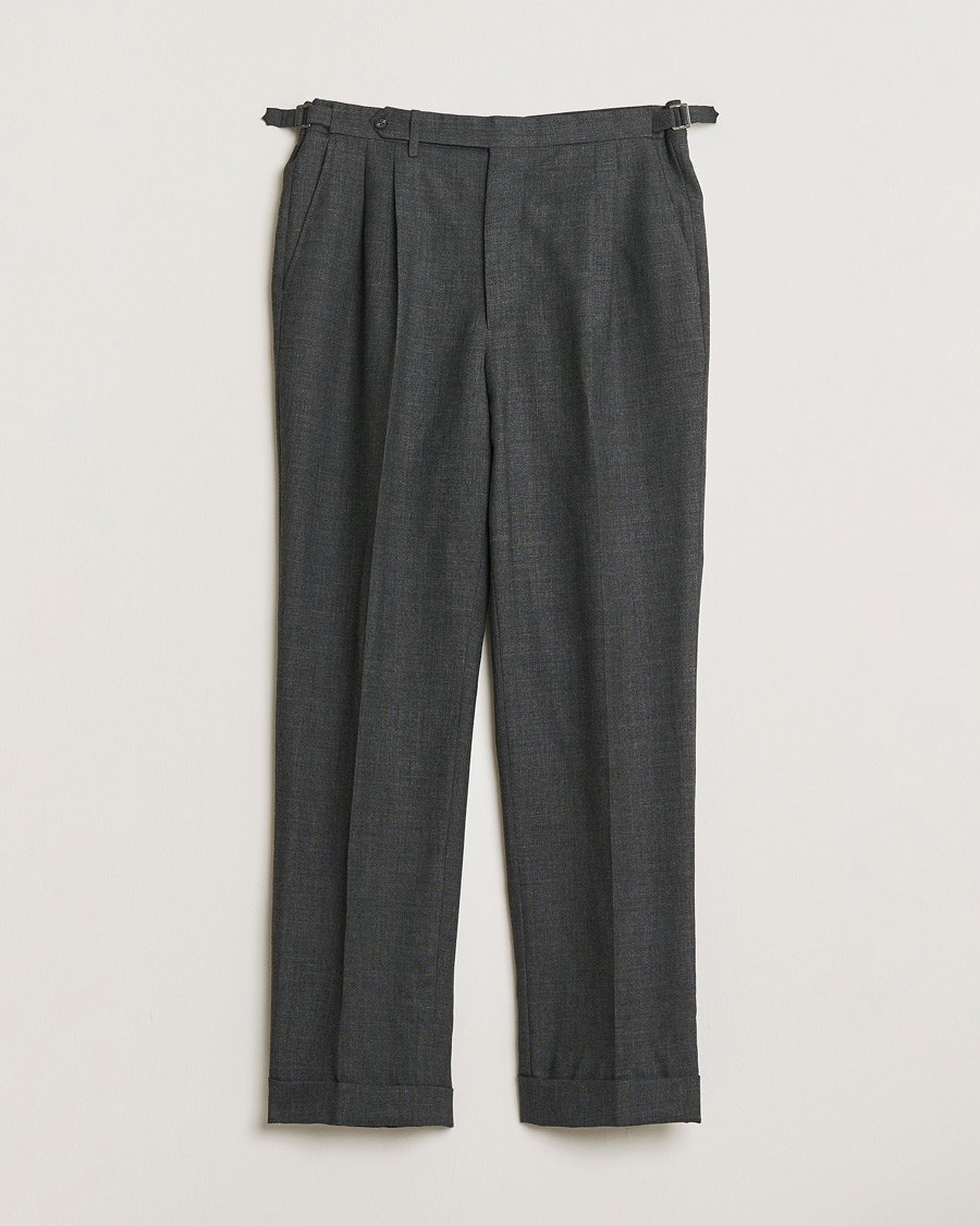 Uomini | Pantaloni Pre-owned | Pre-owned | Berg&Berg High Waisted Double Pleated Wool Trousers Dark Grey 52