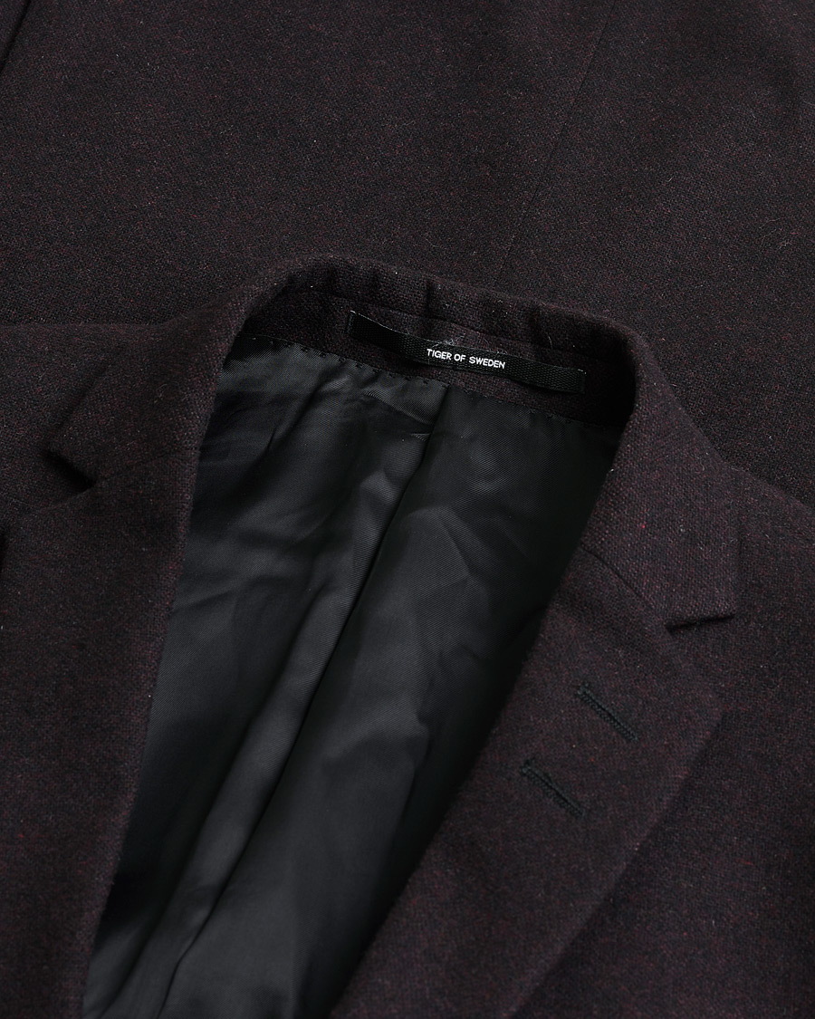 Uomini | Giacca da abito Pre-owned | Pre-owned | Tiger of Sweden Flannel Wool Blazer Burgundy 48