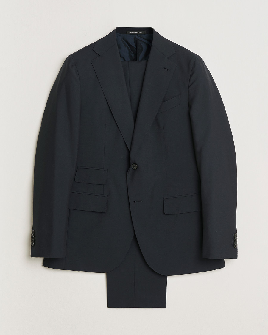 Uomini | Caruso Mohair Blend Aida 3-Piece Suit Navy 50 | Pre-owned | Caruso Mohair Blend Aida 3-Piece Suit Navy 50