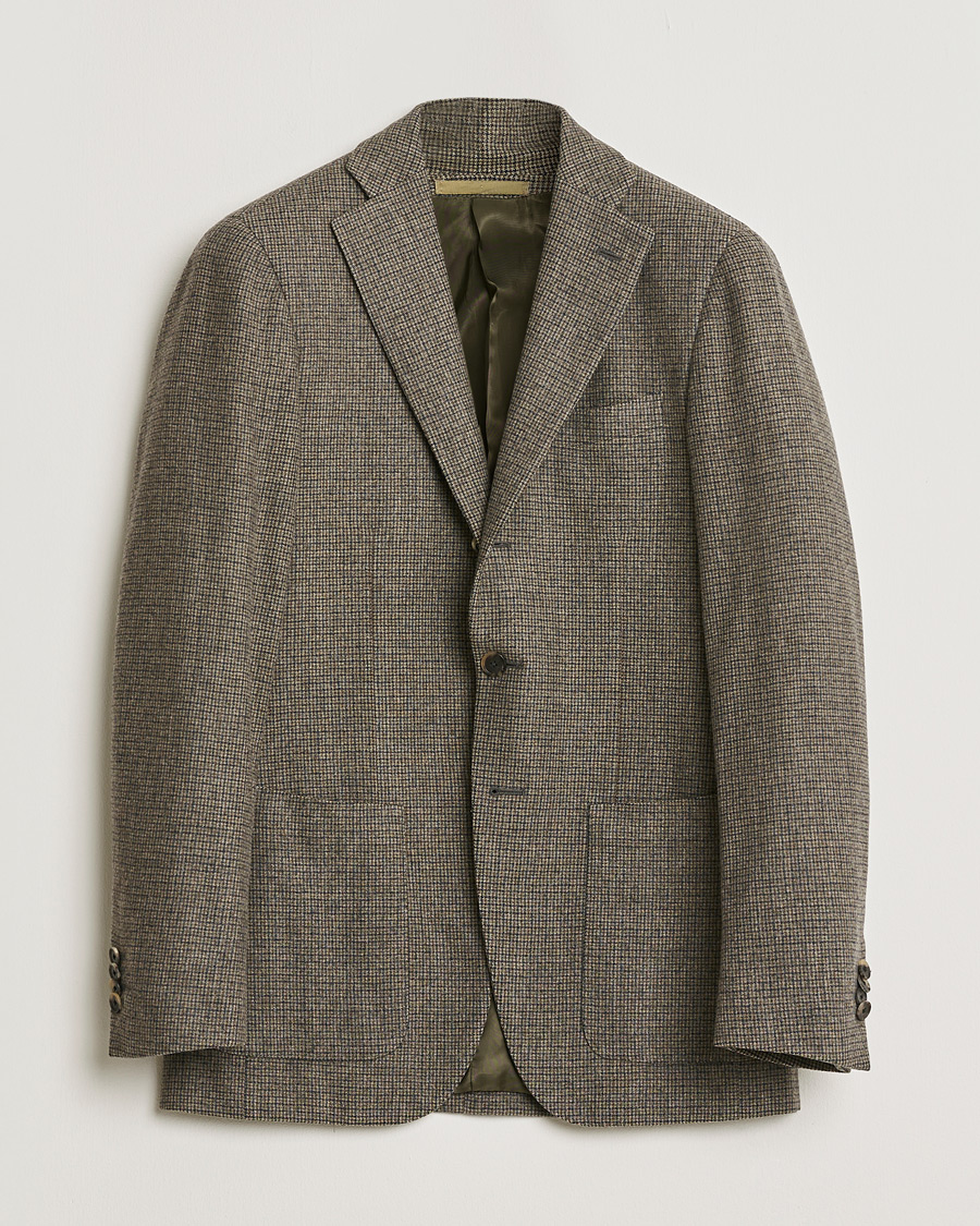 Uomini | Giacca da abito Pre-owned | Pre-owned | Caruso Wool Houndstooth Blazer Brown 46