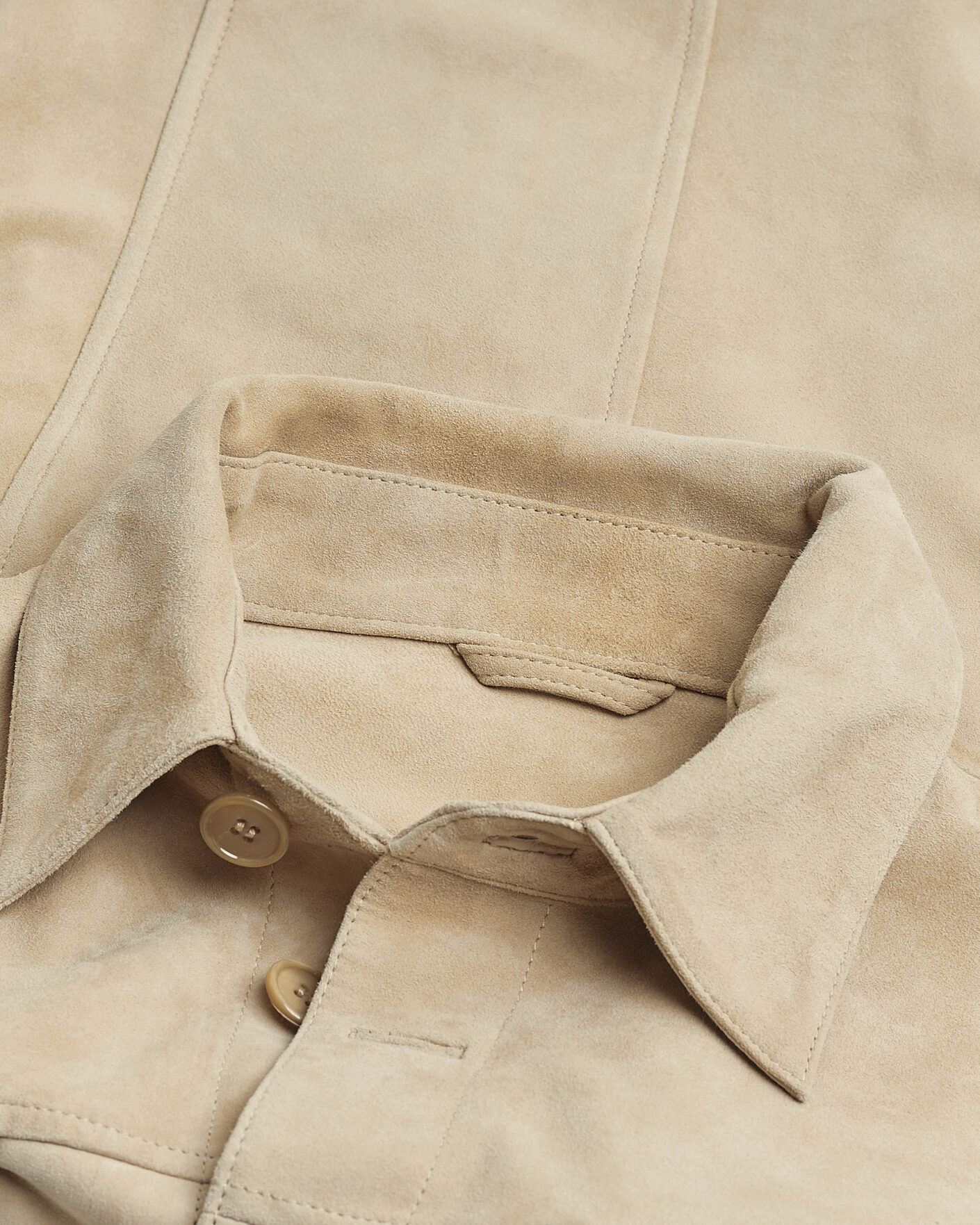 Uomini | Stenströms Suede Pocket Overshirt Beige M | Pre-owned | Stenströms Suede Pocket Overshirt Beige M