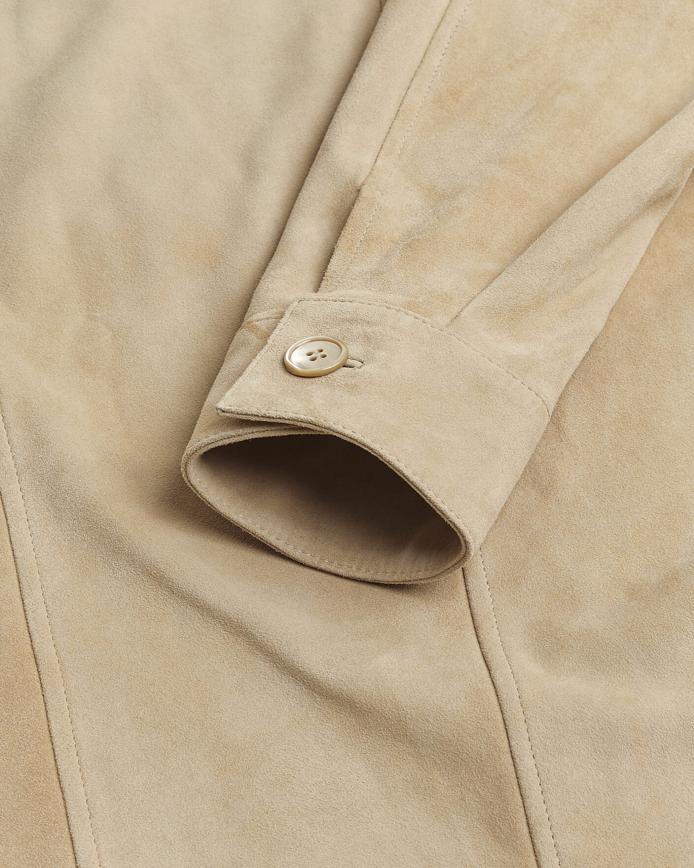 Uomini | Stenströms Suede Pocket Overshirt Beige M | Pre-owned | Stenströms Suede Pocket Overshirt Beige M