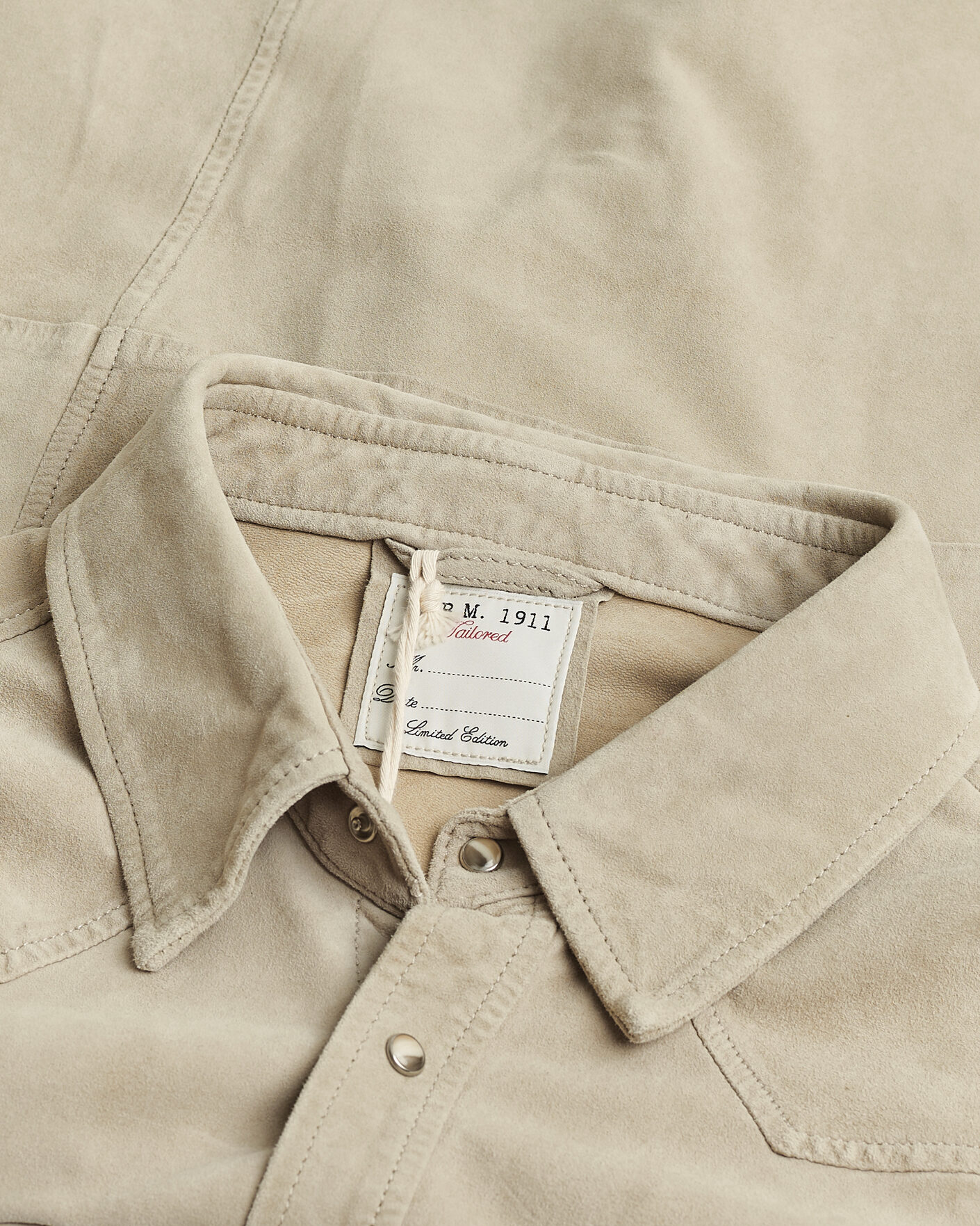 Uomini | Camicie Pre-owned | Pre-owned | L.B.M. 1911 Suede Pocket Overshirt Beige 52