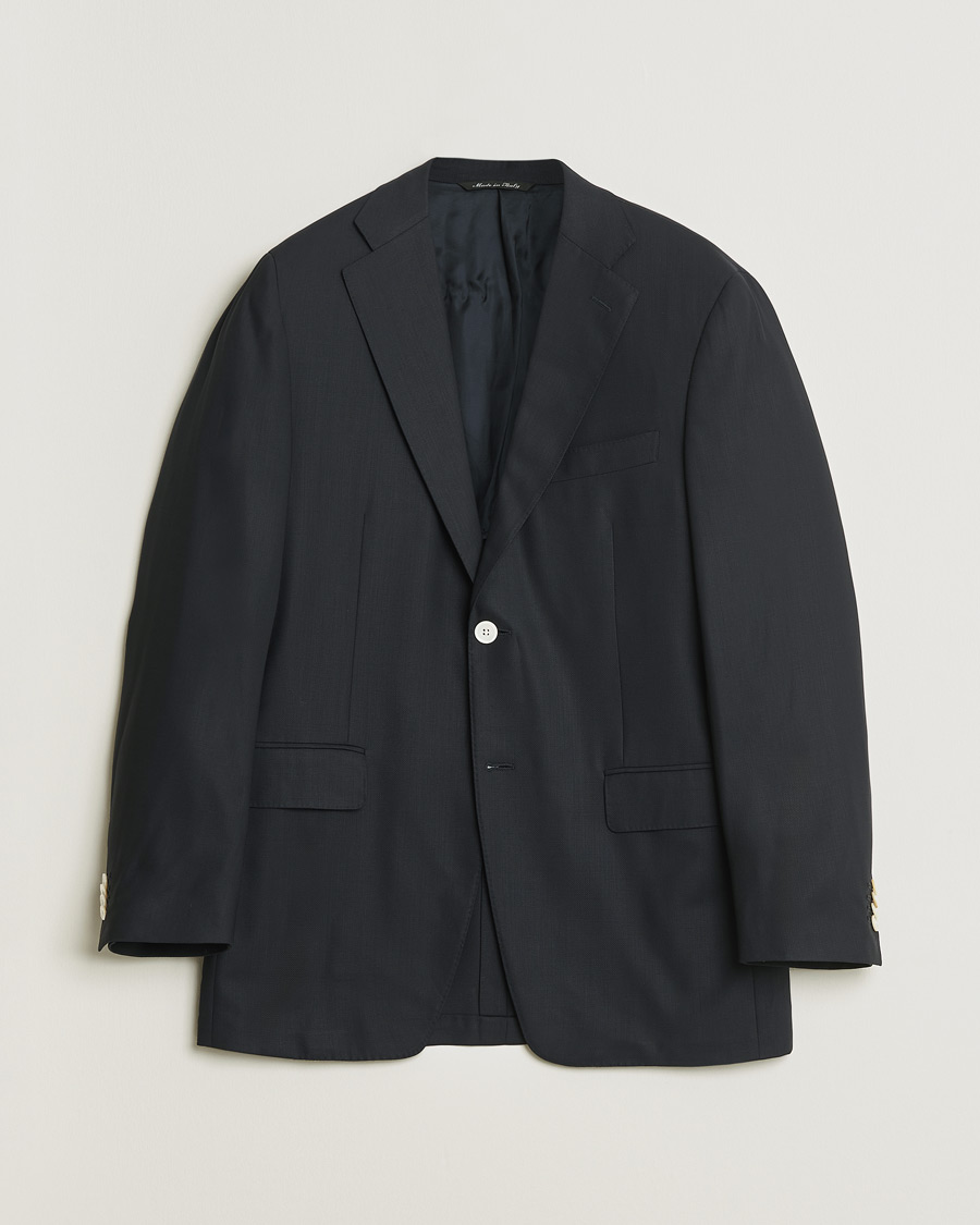 Uomini | Giacca da abito Pre-owned | Pre-owned | Canali Hopsack Wool Blazer Navy 50