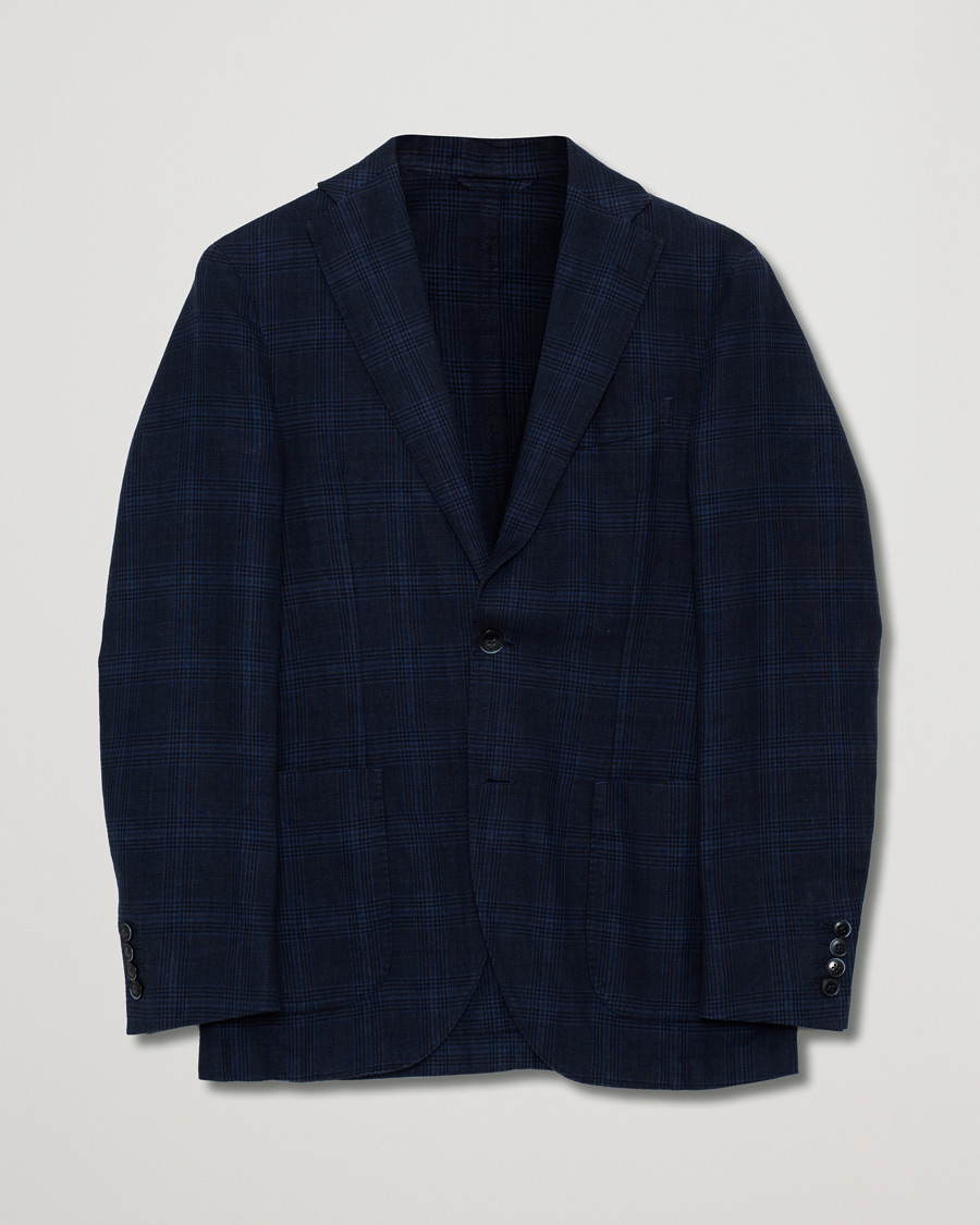 Uomini | Hackett Checked Blazer Navy 46 | Pre-owned | Hackett Checked Blazer Navy 46
