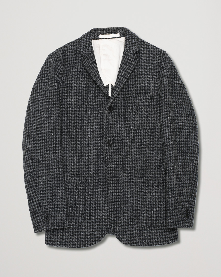 Uomini | BEAMS PLUS Harris Tweed Houndtooth Blazer Grey M | Pre-owned | BEAMS PLUS Harris Tweed Houndtooth Blazer Grey M
