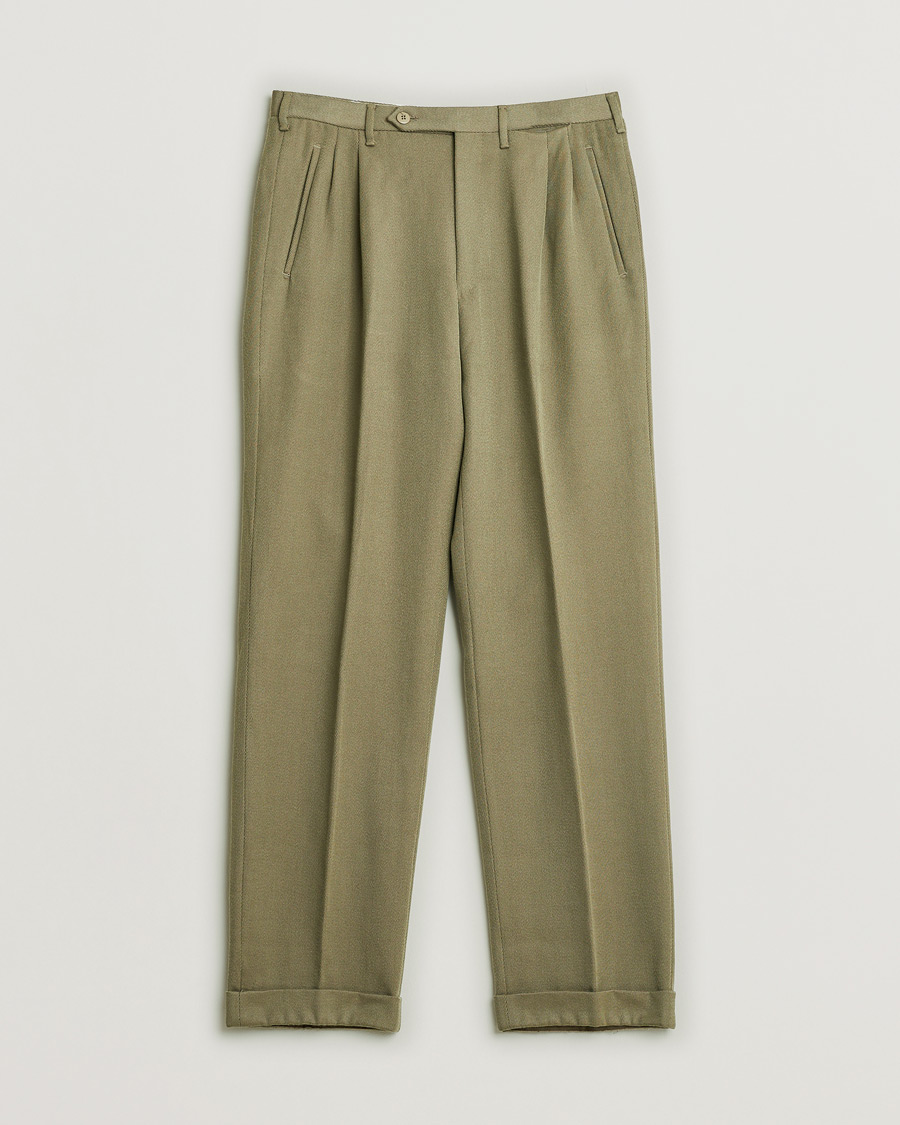 Uomini | Pantaloni Pre-owned | Pre-owned | Rota Pantaloni Twill Wool Trousers Mole Green 48