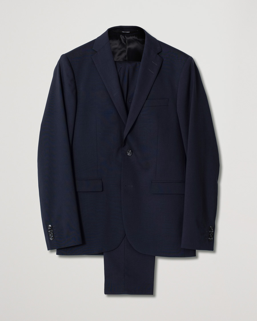 Uomini | Tiger of Sweden Henre 3-piece Suit Wool Stretch Navy | Pre-owned | Tiger of Sweden Henre 3-piece Suit Wool Stretch Navy