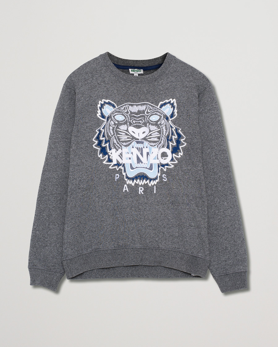 Uomini | Kenzo Sweatshirt Tiger Grey Melange | Pre-owned | Kenzo Sweatshirt Tiger Grey Melange