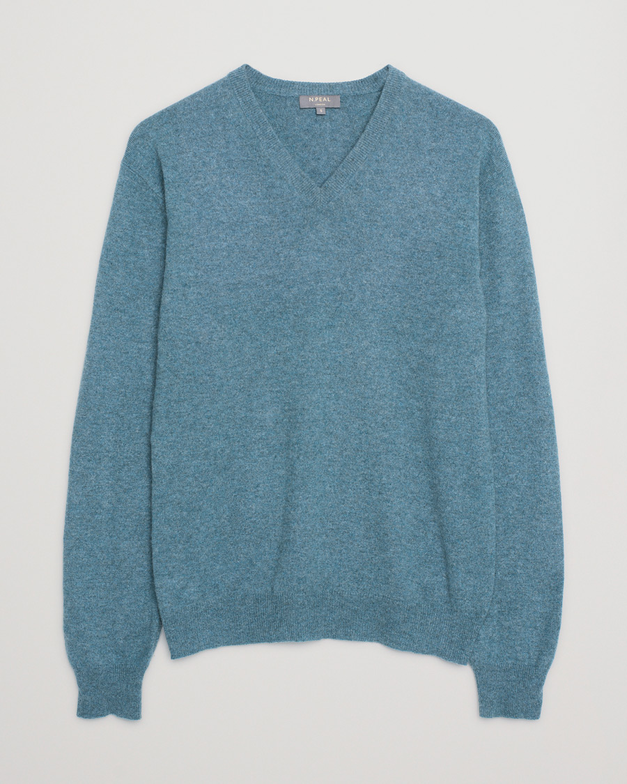 Uomini | Maglieria | Pre-owned | N.Peal Cashmere V-Neck Turquoise S