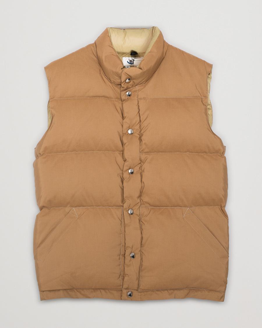 Uomini | Crescent Down Works Cotton/Nylon Down Vest Tan M | Pre-owned | Crescent Down Works Cotton/Nylon Down Vest Tan M